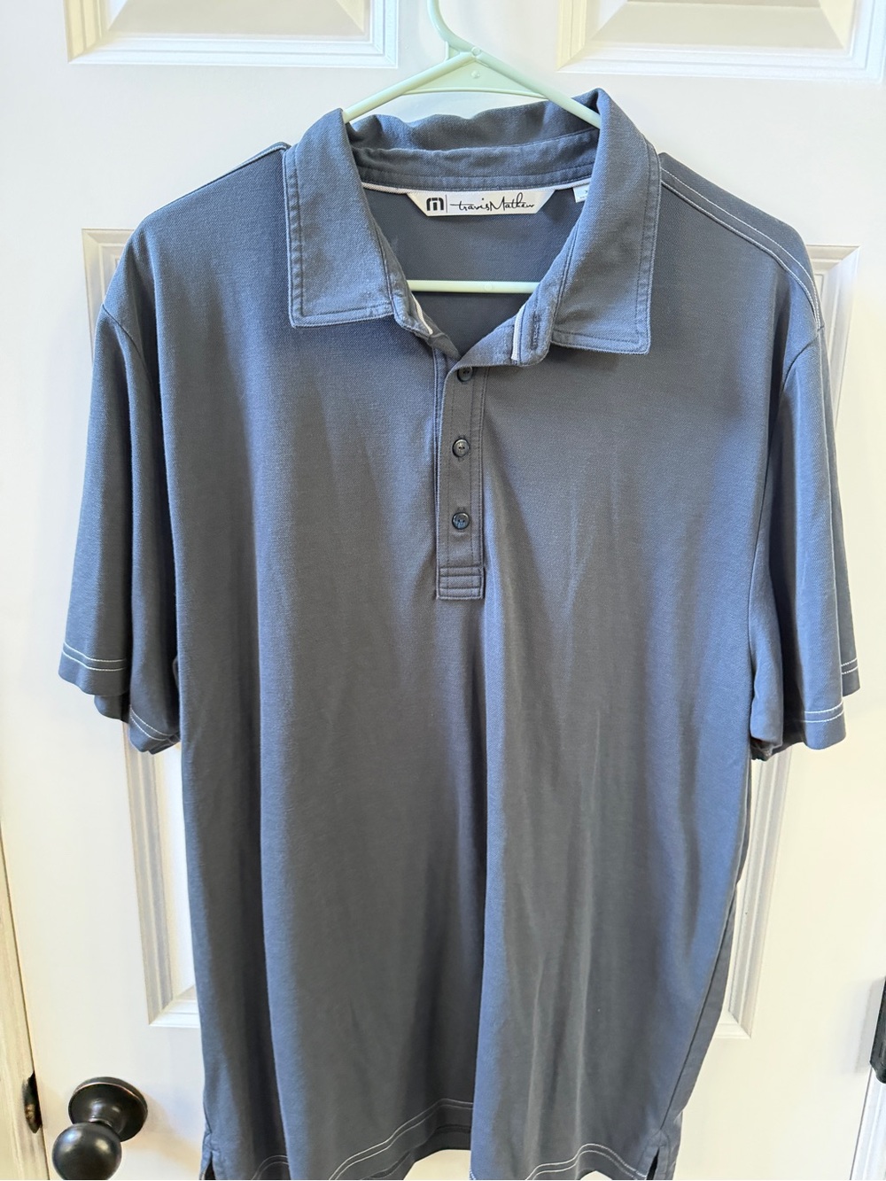 Travis Mathew Men's Short Sleeve Polo - Slate Gray Blue